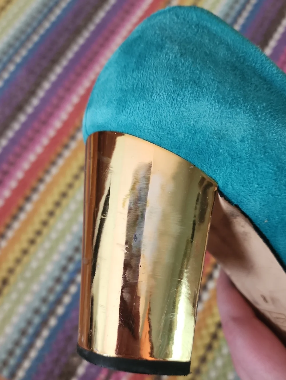 Dolce Vida Teal Suede Pumps With Gold Heel Size 8